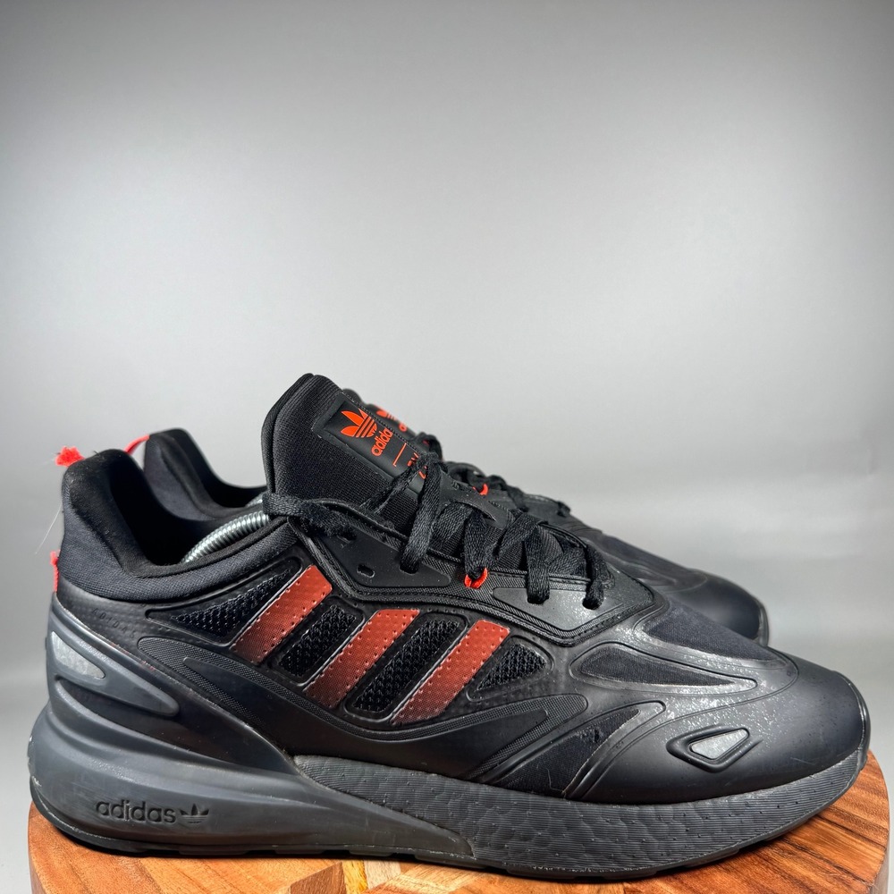 Adidas ZX 2K Boost 2.0 Mens Shoes Core Black Solar Red GZ9087 Size 12